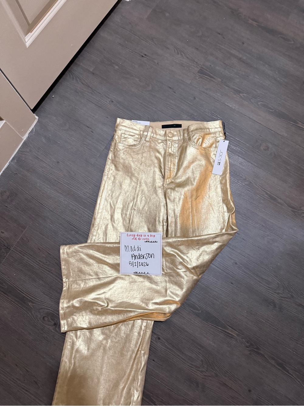 Joe's Jeans Metallic Gold High-Rise Straight Jeans